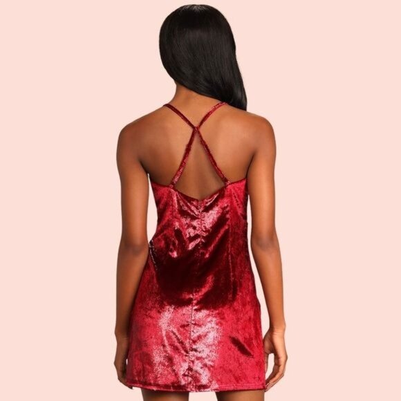 LULUS  Wine Red Velvet Sleeveless Mini Dress - S - Picture 5 of 11